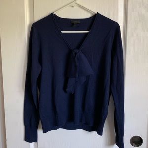 J.Crew Merino Wool Front Bow Sweater S Navy
